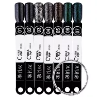 Палитра цветов топов с шиммером Chika Top М529-20, веер (номера 01-07)